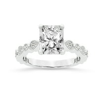 1 Carat IGI Certified Radiant Shape Lab Grown Diamond Engagement Ring | 14K White Gold | Filippa Milgrain Diamond Ring | FG-VS1-VS2 Quality Friendly Diamonds