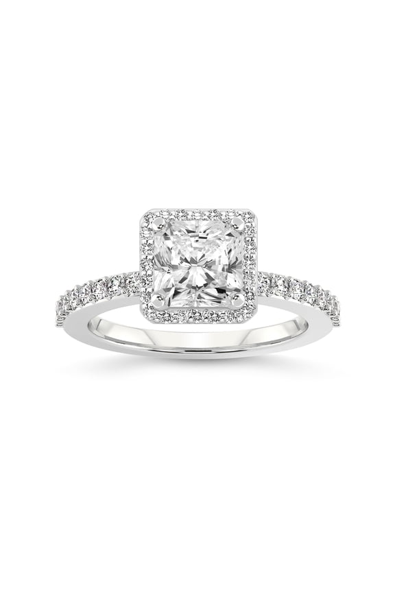 1 Carat IGI Certified Radiant Shape Lab Grown Diamond Engagement Ring | 14K White Gold | Lumina Halo Diamond Eternity Lab Diamond Ring | FG-VS1-VS2 Quality Friendly Diamonds