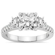 1 Carat IGI Certified Radiant Shape Lab Grown Diamond Engagement Ring | 14K White Gold | Tiara Three Stone Lab Diamond Ring | FG-VS1-VS2 Quality Friendly Diamonds