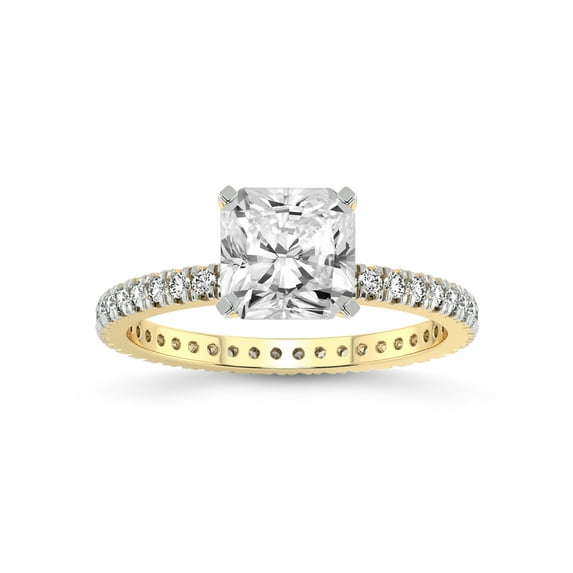 1 Carat IGI Certified Radiant Shape Lab Grown Diamond Engagement Ring | 14K Yellow Gold | Claire Full Eternity Lab Diamond Ring | FG-VS1-VS2 Quality Friendly Diamonds