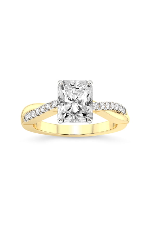 1 Carat IGI Certified Radiant Shape Lab Grown Diamond Engagement Ring | 14K Yellow Gold | Twisted Vine Lab Diamond Ring | FG-VS1-VS2 Quality Friendly Diamonds