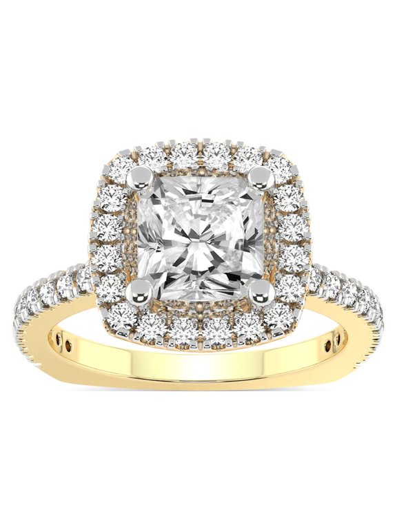 1 Carat IGI Certified Radiant Shape Lab Grown Diamond Engagement Ring | 14K Yellow Gold | Valerie Euro Shank Halo Lab Diamond Ring | FG-VS1-VS2 Quality Friendly Diamonds