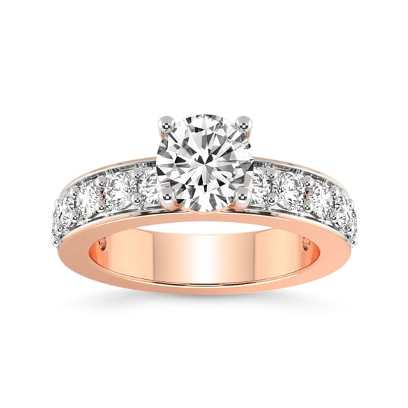 IGI Certified 1 Carat Round Shape Lab Grown Diamond Engagement Ring | 14K Rose Gold | Adele Side Stone Lab Diamond Ring | FG-VS1-VS2 Quality Friendly Diamonds