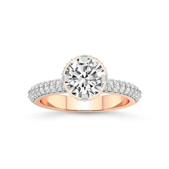 1 Carat IGI Certified Round Shape Lab Grown Diamond Engagement Ring | 14K Rose Gold | Eloa Secret Halo Lab Diamond Ring | FG-VS1-VS2 Quality Friendly Diamonds