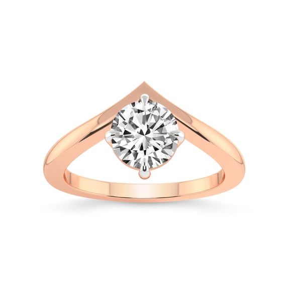 IGI Certified 1 Carat Round Shape Lab Grown Diamond Engagement Ring | 14K Rose Gold | Janes Chevron Lab Diamond Ring | FG-VS1-VS2 Quality Friendly Diamonds