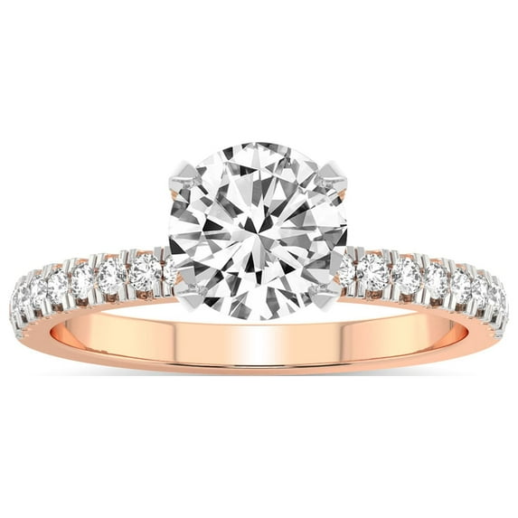 1 Carat IGI Certified Round Shape Lab Grown Diamond Engagement Ring | 14K Rose Gold | Serena Eternity Lab Diamond Ring | FG-VS1-VS2 Quality Friendly Diamonds