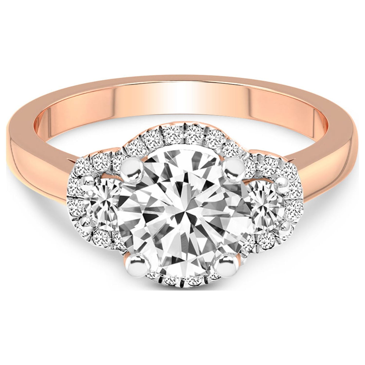 1 CT Halo Diamond Ring, F/VS2 Beautiful Round Diamond Engagement Ring, 18K  White Gold Ring