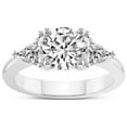 thumbnail image 1 of 1 Carat IGI Certified Round Shape Lab Grown Diamond Engagement Ring | 14K White Gold |Caroline Three Stone Side Trillion Diamond Ring | FG-VS1-VS2 Quality Friendly Diamonds, 1 of 6