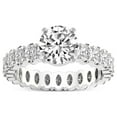 thumbnail image 1 of 1 Carat IGI Certified Round Shape Lab Grown Diamond Engagement Ring | 14K White Gold | Celeste Side Oval Diamond Eternity Lab Diamond Ring | FG-VS1-VS2 Quality Friendly Diamonds, 1 of 6