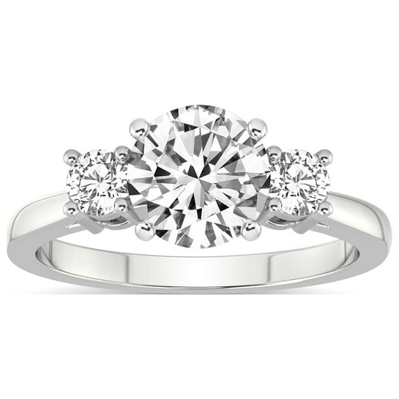 IGI Certified 1 Carat Round Shape Lab Grown Diamond Engagement Ring | 14K White Gold | Intricacy Three Stone Lab Diamond Ring | FG-VS1-VS2 Quality Friendly Diamonds