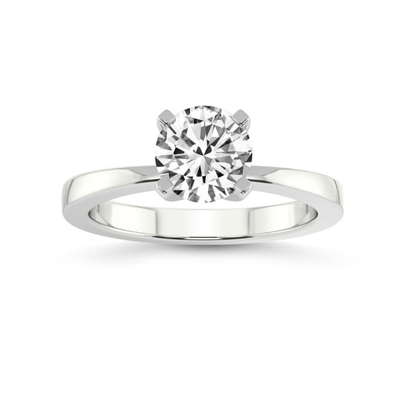 1 Carat IGI Certified Round Shape Lab Grown Diamond Engagement Ring | 14K White Gold | Jannel Tapering Solitaire Lab Diamond Ring | FG-VS1-VS2 Quality Friendly Diamonds