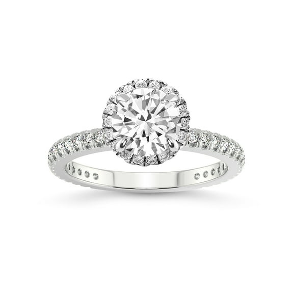 1 Carat IGI Certified Round Shape Lab Grown Diamond Engagement Ring | 14K White Gold |Klarissa Halo Diamond Eternity Lab Diamond Ring | FG-VS1-VS2 Quality Friendly Diamonds