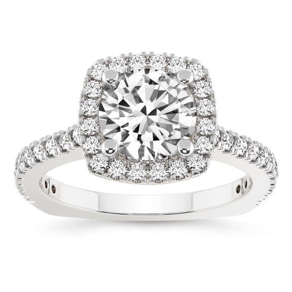 IGI Certified 1 Carat Round Shape Lab Grown Diamond Engagement Ring | 14K White Gold | Valerie Euro Shank Halo Lab Diamond Ring | FG-VS1-VS2 Quality Friendly Diamonds