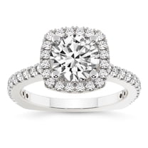 IGI Certified 1 Carat Round Shape Lab Grown Diamond Engagement Ring | 14K White Gold | Valerie Euro Shank Halo Lab Diamond Ring | FG-VS1-VS2 Quality Friendly Diamonds