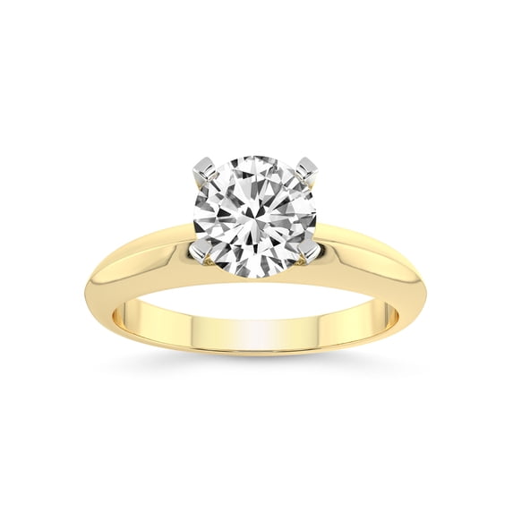 1 Carat IGI Certified Round Shape Lab Grown Diamond Engagement Ring | 14K Yellow Gold |Eloise Solitaire Knife Edge Lab Diamond Ring | FG-VS1-VS2 Quality Friendly Diamonds