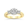 thumbnail image 1 of 1 Carat IGI Certified Round Shape Lab Grown Diamond Engagement Ring | 14K Yellow Gold | Emery Three Stone With Cushion Shape Side Lab Diamond Ring | FG-VS1-VS2 Quality Friendly Diamonds, 1 of 5