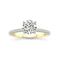thumbnail image 1 of 1 Carat IGI Certified Round Shape Lab Grown Diamond Engagement Ring | 14K Yellow Gold | Grace Micro Pave Eternity Lab Diamond Ring | FG-VS1-VS2 Quality Friendly Diamonds, 1 of 1