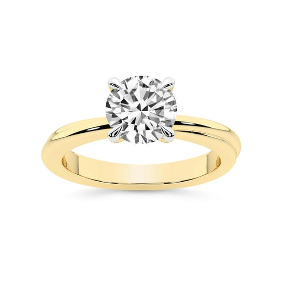 1 Carat IGI Certified Round Shape Lab Grown Diamond Engagement Ring | 14K Yellow Gold | Juniper Crossover Solitaire Diamond Ring | FG-VS1-VS2 Quality Friendly Diamonds