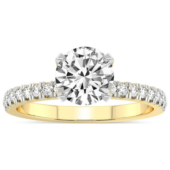 1 Carat IGI Certified Round Shape Lab Grown Diamond Engagement Ring | 14K Yellow Gold | Serena Eternity Lab Diamond Ring | FG-VS1-VS2 Quality Friendly Diamonds