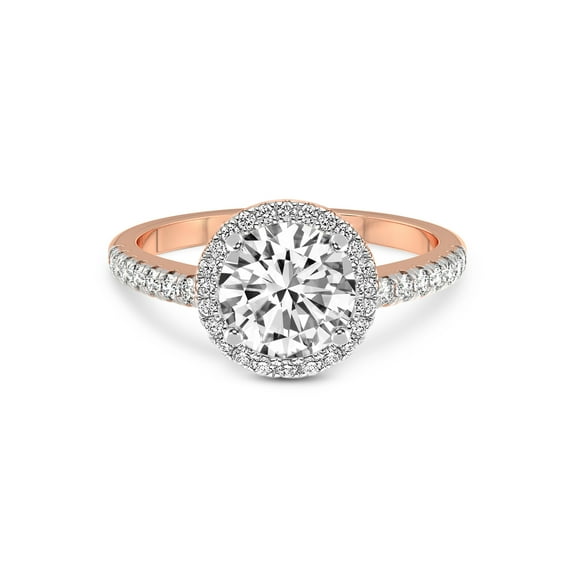 1 Carat | IGI Certified Round Shape Lab Grown Diamond Engagement Ring For Women | 14K Rose Gold | Lab Created Anastasia Halo Diamond Engagement Ring | FG-VS1-VS2 Quality