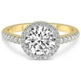 thumbnail image 1 of 1 Carat | IGI Certified Round Shape Lab Grown Diamond Engagement Ring For Women | 14K Yellow Gold | Lab Created Anastasia Halo Diamond Engagement Ring | FG-VS1-VS2 Quality, 1 of 1
