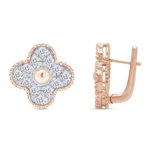 1 Carat Lab Created Moissanite Diamond Flower Stud Earrings In 14k Rose Gold Plated 925 Sterling Silver Jewelry For Women (1 Cttw)