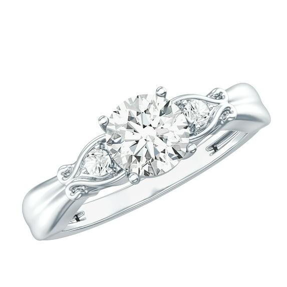 Rosec Jewels 1 Carat Lab Diamond Promise Engagement Ring - EF-VS Quality - Gift For Women, 14K White Gold, US 7.00