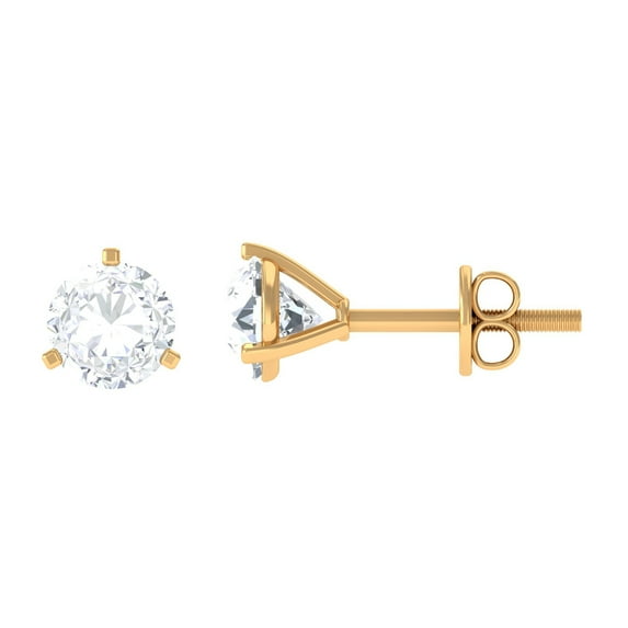 Rosec Jewels 1 Carat Lab Grown Diamond Earrings - EF-VS Grade - Screw Back, 14K Yellow Gold