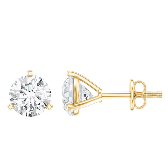 Rosec Jewels Certified Lab Grown Diamond Earrings - EF-VS Grade - Screw Back, 14K Yellow Gold