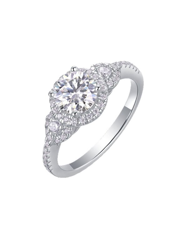 1 Carat Lab Grown Diamond Engagement Rings for Women 925 Sterling Silver Wedding Ring IGI CERTIFIED D–E Color VVS Clarity Womens Diamond Rings Size 5-9