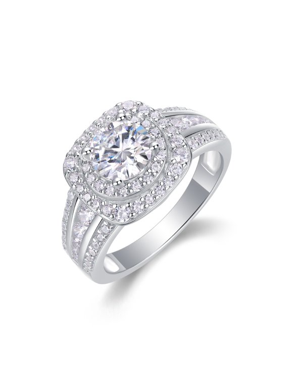 1 Carat Lab Grown Diamond Ring for Women 925 Sterling Silver Diamond Engagement Rings for Women IGI CERTIFIED D–E Color VVS Clarity Wedding Rings Size 5-9