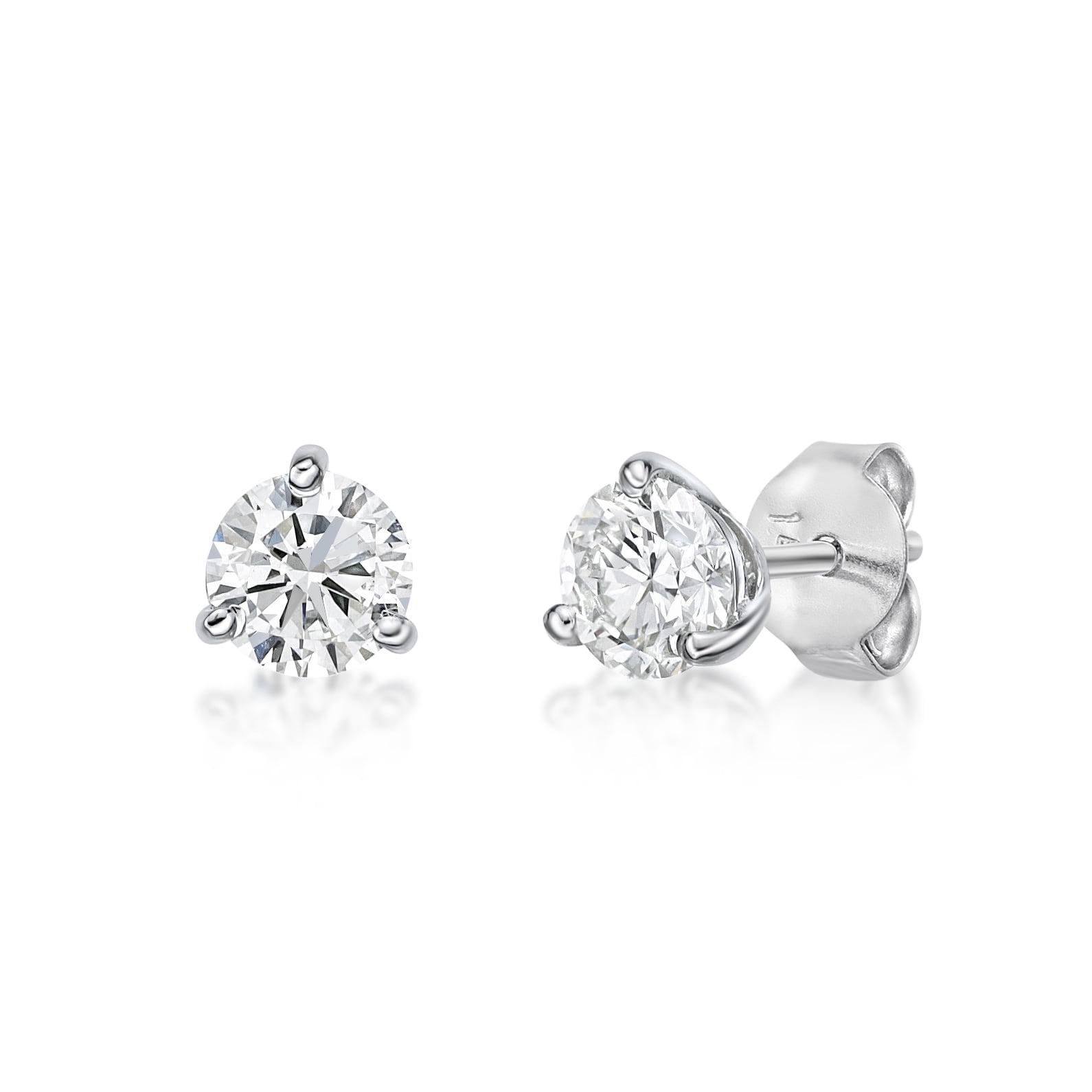1 Carat Lab Grown Diamond Stud Earrings for Women in 14k White Gold (G-H, VS2-SI1, cttw) Post With Friction Back by Lavari Jewelers