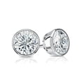 thumbnail image 1 of 1 Carat Lab Grown Diamond Stud Earrings in 14k White Gold Round (E-F, SI1-SI2) Bezel-set, Screw-backs by Diamond Wish, 1 of 3