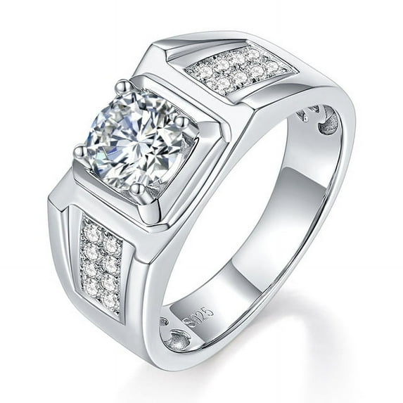 1 Carat Moissanite Rings for Men Engagement Ring Mens Diamond Wedding Bands 18K Sterling Silver Moissanite Promise Rings Moissanite Jewelry for Men