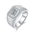 thumbnail image 1 of 1 Carat Lab Grown Diamond Wedding Rings for Mens S925 Sterling Silver Moissanite Mens Diamond Rings Moissanite Engagement Rings for Men Moissanite Mens Wedding Band, 1 of 6