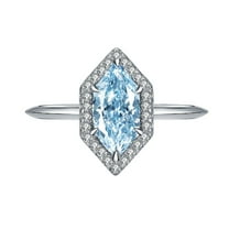 1 Carat Marquise Cut Engagement Ring Simulated Blue Diamond Ring 925 Sterling Silver 18K Gold Plated Promise Ring