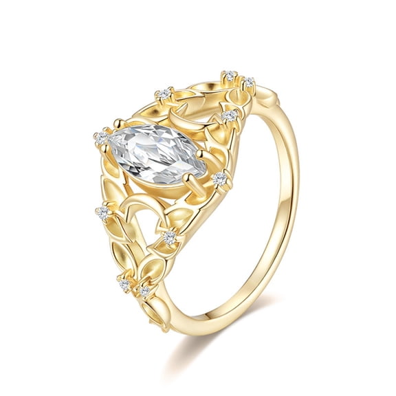 1 Carat Marquise Cut Moissanite Rings for Women D Color VVS1 Clarity Gold Engagement Rings for Women 925 Sterling Silver Diamond Ring Size 5-9