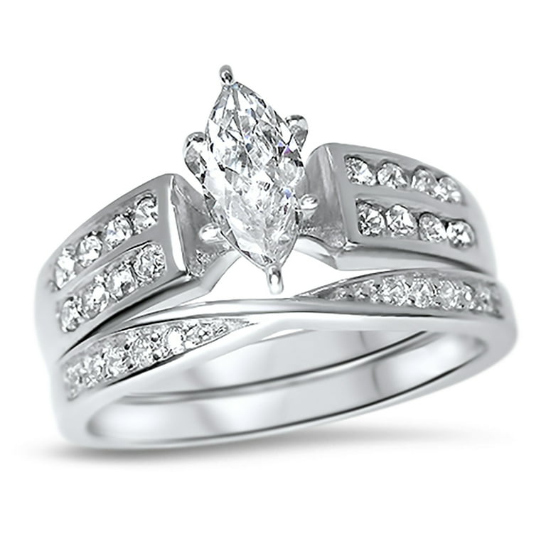 Marquise cubic zirconia wedding sets deals