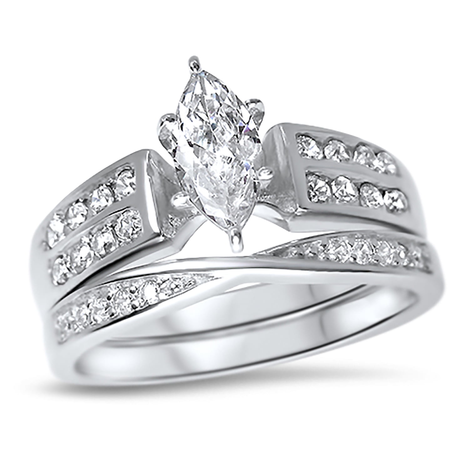 Marquise cz wedding store ring set