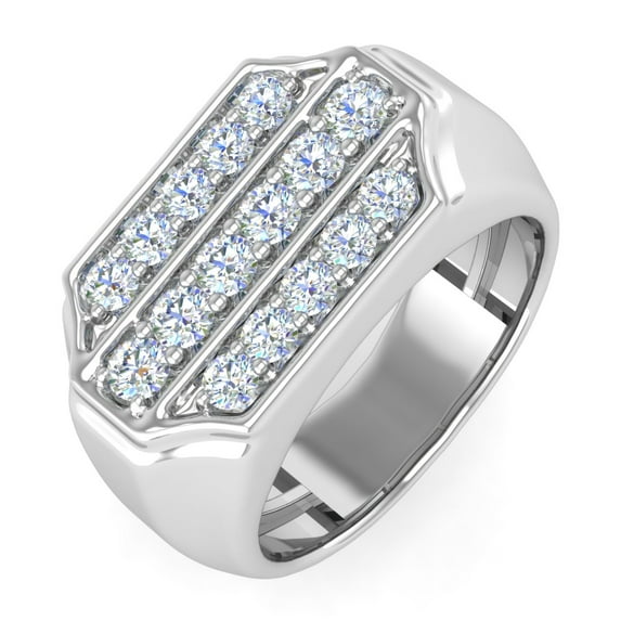 1 Carat Men's Diamond Wedding Band Ring in 14K White Gold (Ring Size 10.75) (I1-I2 Clarity)