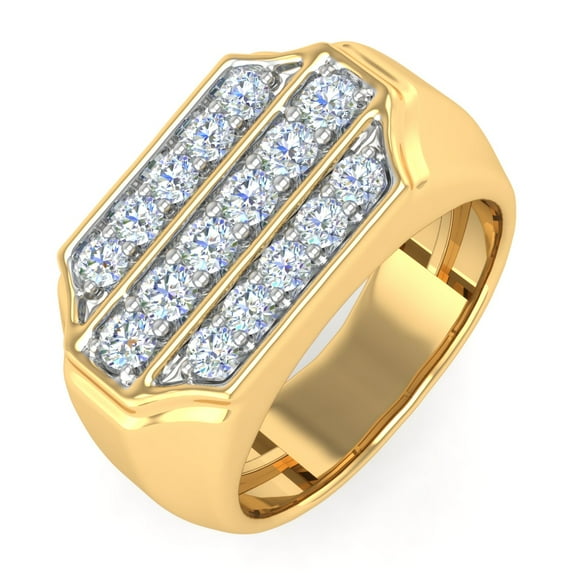 1 Carat Men's Diamond Wedding Band Ring in 14K Yellow Gold (Ring Size 5.25) (I1-I2 Clarity)