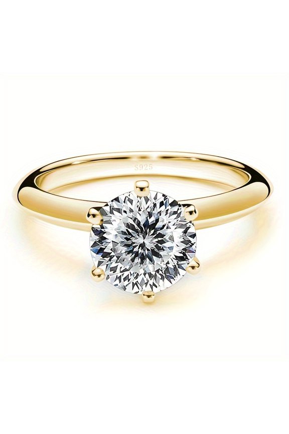 1 Carat Moissanite Diamond Ring - Dazzling Gems in 925 Sterling Silver - High-Quality Engagement or Wedding Jewelry for Timeless Romance