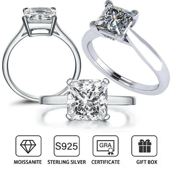 1 Carat Moissanite Engagement Ring - D Color VVS1 Simulated Diamond Bridal Rings Sterling Silver Promise Wedding Band for Women