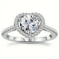 thumbnail image 1 of 1 Carat Moissanite Engagement Rings, Brilliant Round Cut Lab Created Diamond Rings, 925 Sterling Silver 18K White Gold Plated Moissanite Wedding Promise Heart Rings, 1 of 7