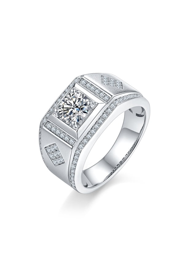 1 Carat Moissanite Engagement Rings for Men Lab Grown Men's Diamond Wedding Rings Men's Promise Rings Moissanite Rings Mens Moissanite Wedding Ring White Gold Rings for Men