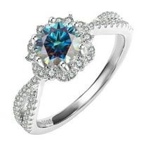 1 Carat Moissanite Engagement Rings for Women D Color VVS1 Clarity Red/Blue/Green Diamond Rings S925 Sterling Silver Rings Gifts Moissanite Wedding Bands with Certificate