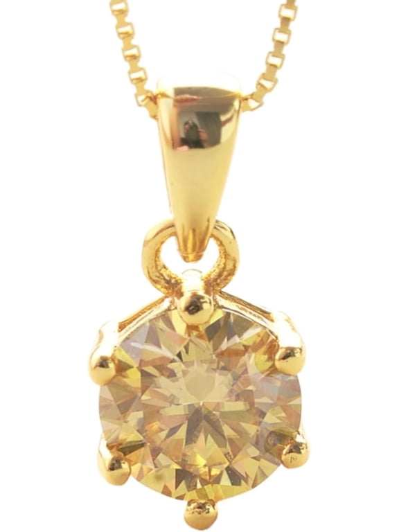 1 Carat Moissanite Gold Pendant Necklace Women's Diamond Necklace 18K Gold Lab Diamond Pendants Necklaces for Women Moissanite Necklace Lab Women's Diamond Necklace