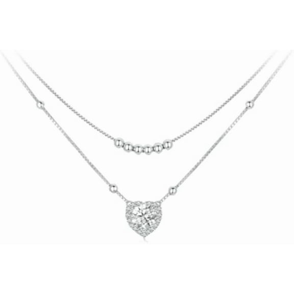 1 Carat Moissanite Heart Pendant Necklace Women's Diamond Necklace 18K White Gold Lab Diamond Pendants Necklaces for Women Moissanite Necklace Lab Women's Diamond Necklace