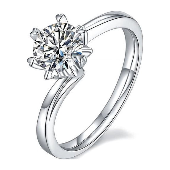 1 Carat Moissanite Infinity Twisted Shank Diamond Engagement Ring In 18K White Gold Plating Over Silver(D Color, VVS1 Clarity)