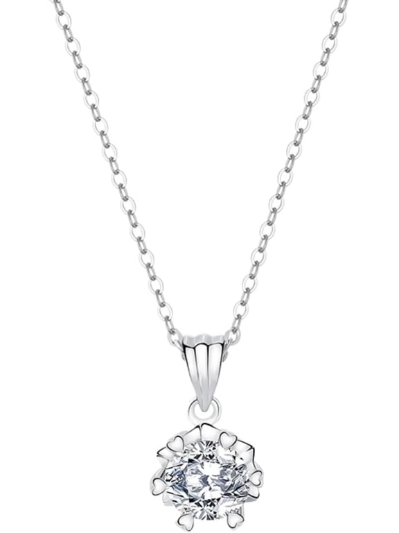 1 Carat Moissanite Pendant Necklace for Women S925 Sterling Silver Pendant Necklace Wife Lab Grown Diamond Promise Necklace Girlfriend Diamond Wedding Necklace Bridal Set